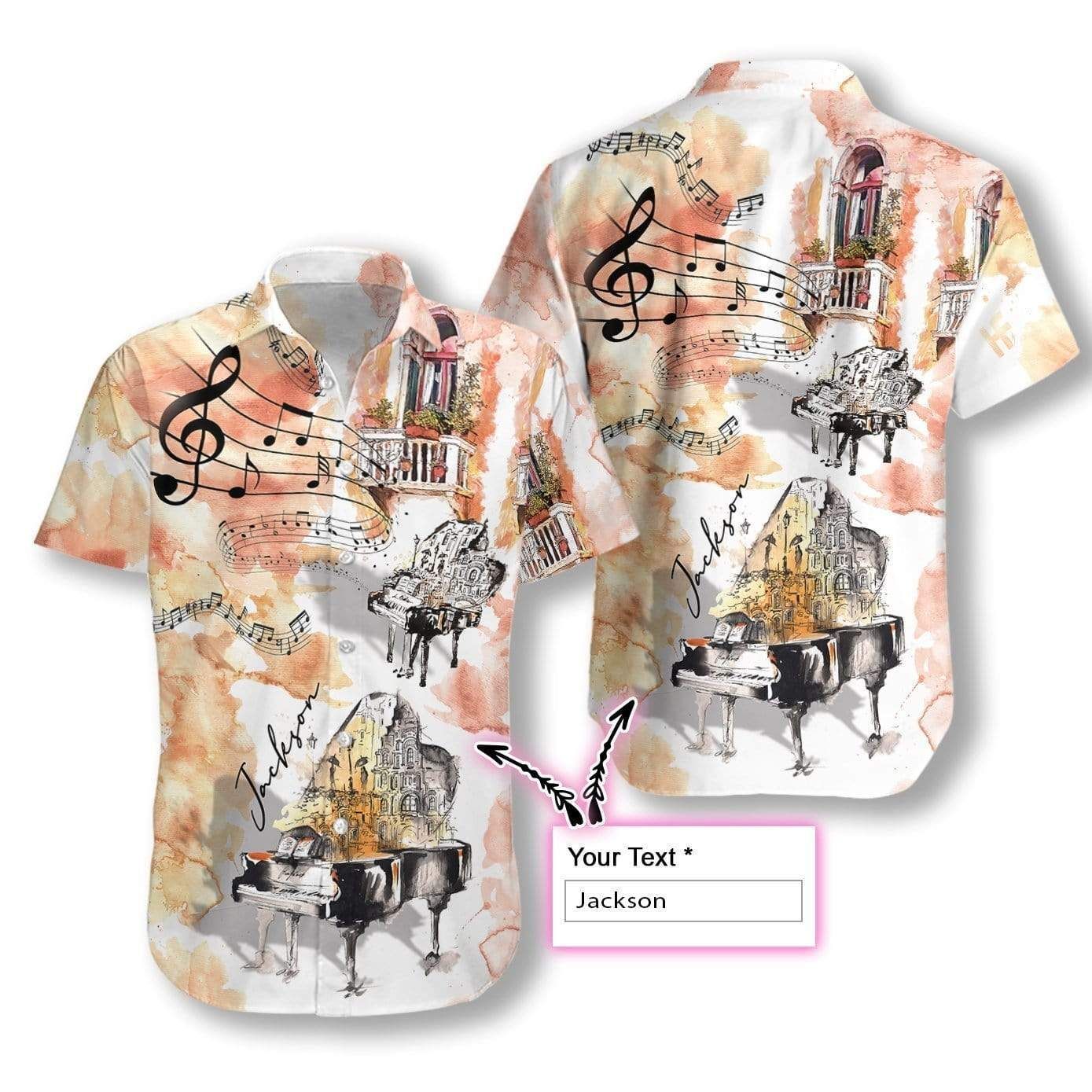 Personalized Piano The Sound Of Life Hawaiian Aloha Shirts Custom Text #V