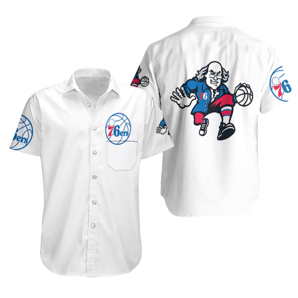 Philadelphia 76Ers Basketball Classic Mascot Logo Gift For 76Ers Fans White Hawaiian Shirt