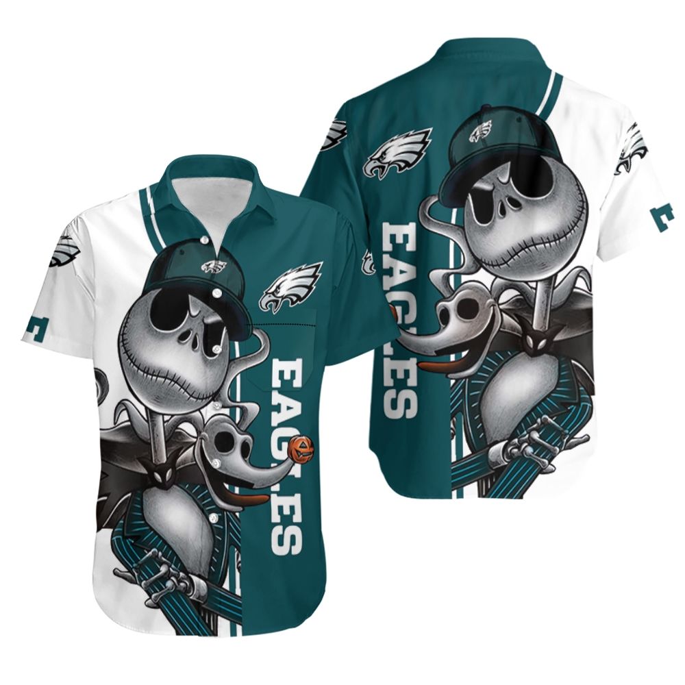 Philadelphia Eagles jack skellington and zero Hawaiian Shirt