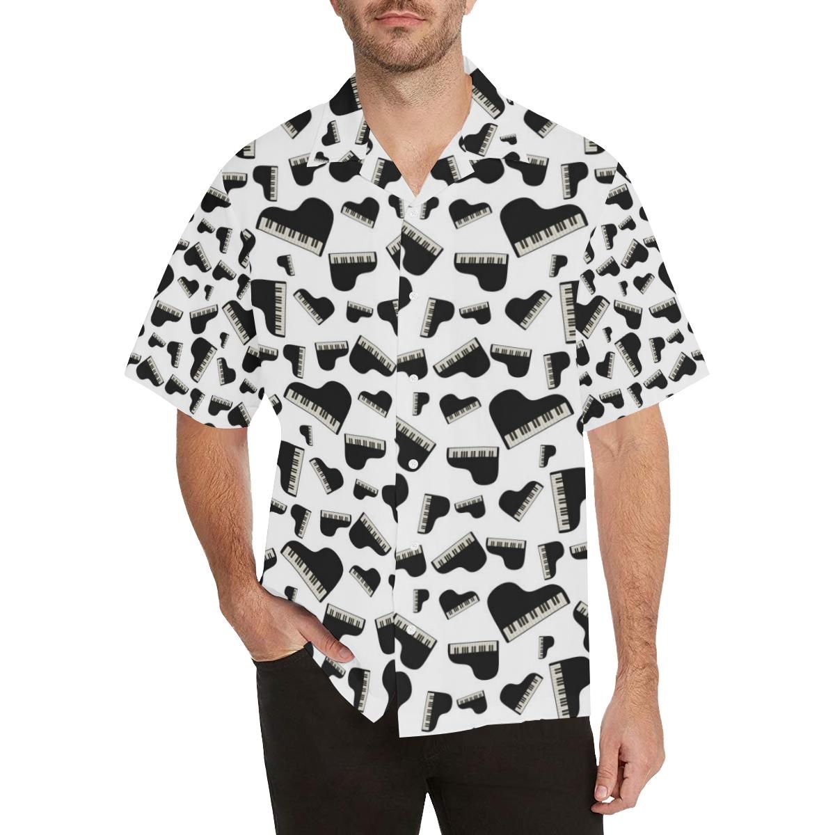 Piano Pattern Print Design 02 Men’s All Over Print Hawaiian Shirt (model T58)