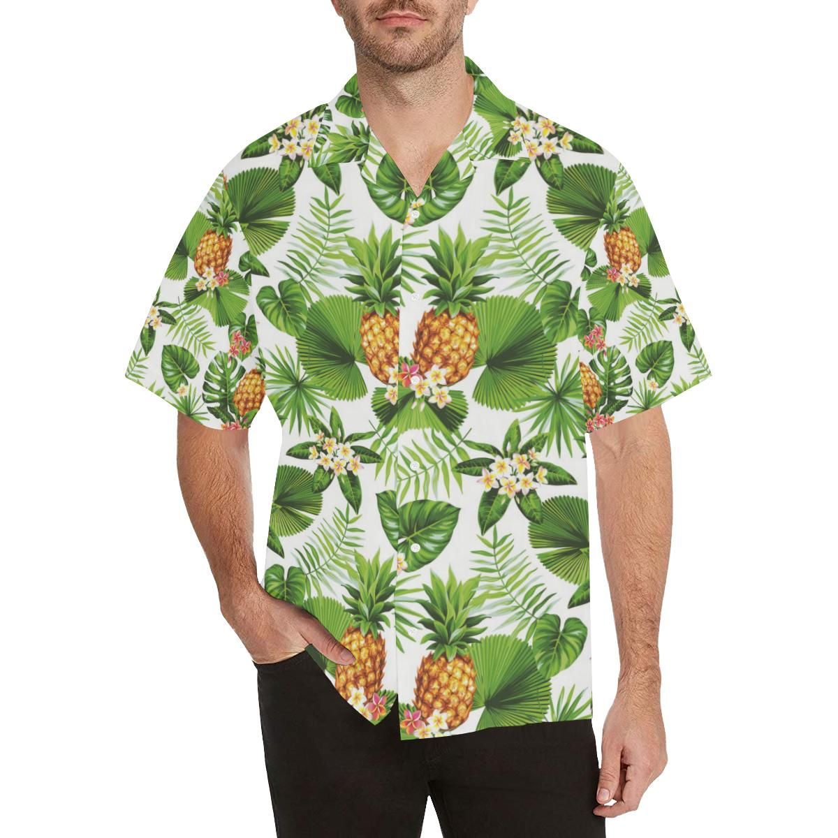 Pineapple Flower Leaves Pattern Men’s All Over Print Hawaiian Shirt