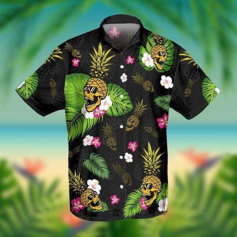 Pineapple Skull Tropical Hawaiian Aloha Shirts #DH