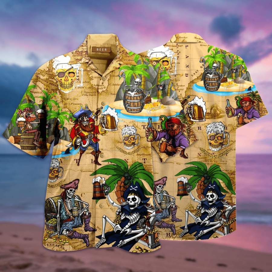 Pirates Drinking Beer Hawaiian Aloha Shirts #v