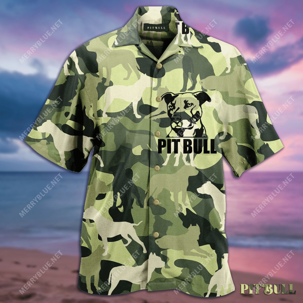 Pit Bull Camouflage Unisex Hawaiian Shirt