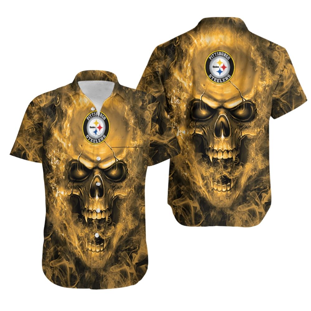 Pittsburgh Steelers nfl fan skull Hawaiian Shirt
