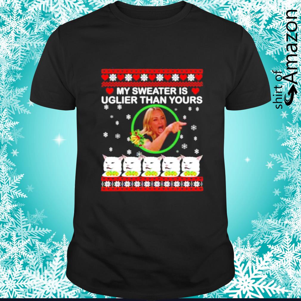 Premium My sweater is uglier than yours yelling cat meme funny Christmas shirt