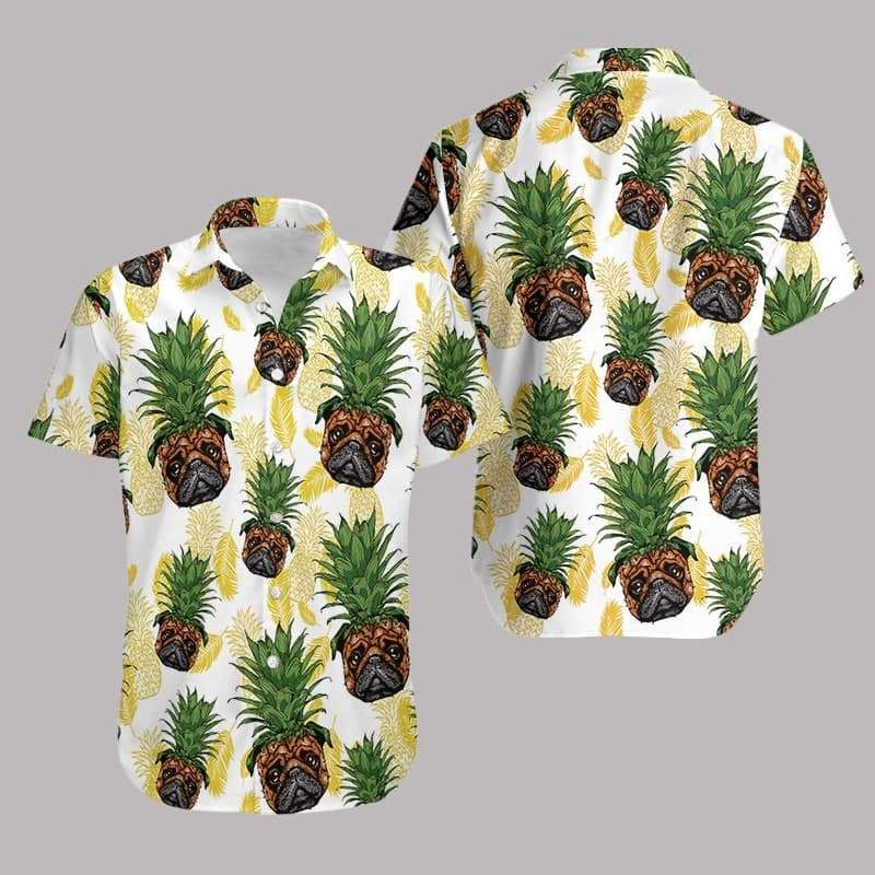 Pug Pineapple Head Dog Love Hawaiian Aloha Shirts