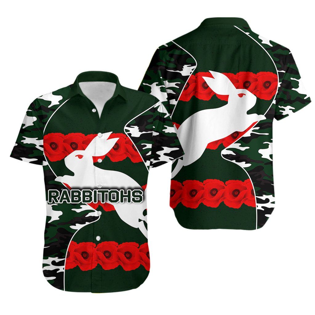 Rabbitohs Hawaiian Shirt Aboriginal Anzac Day Army Style Th4