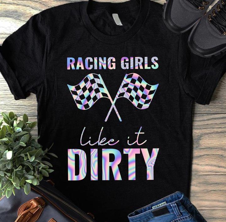Racing girls like it dirty – Checkered racing flags