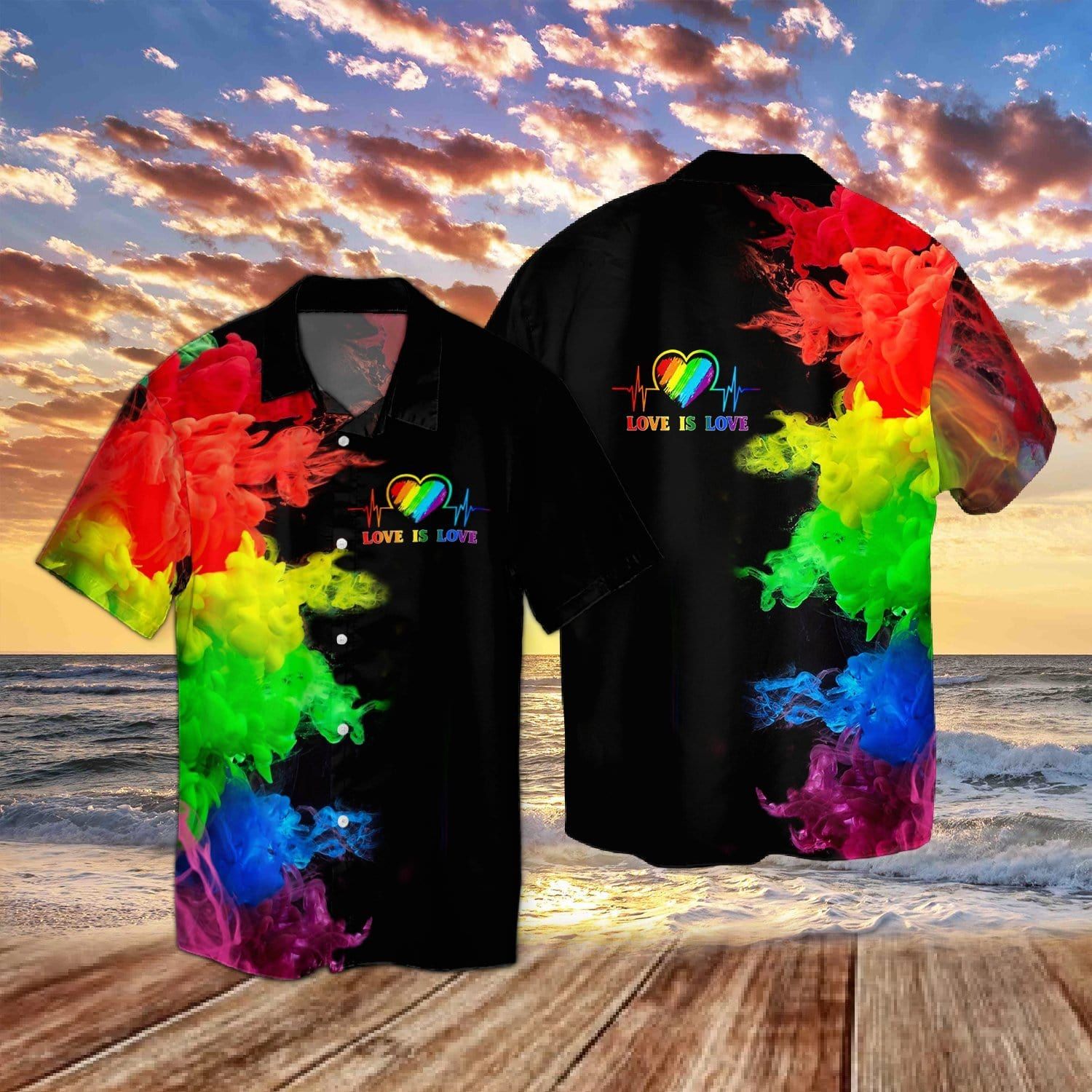 Rainbow Love Is Love LGBT Unisex Hawaiian Shirts