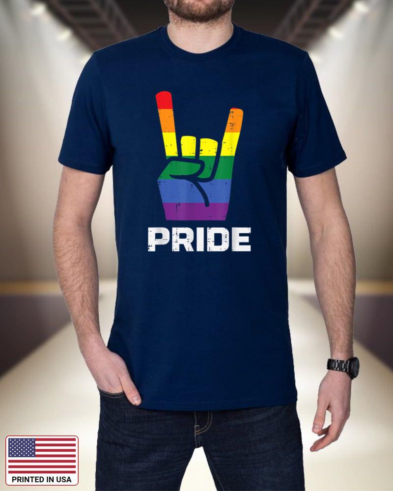 Rainbow Rock Hand Sign Pride Punk Gay Flag LGBTQ Men Women PoDY5