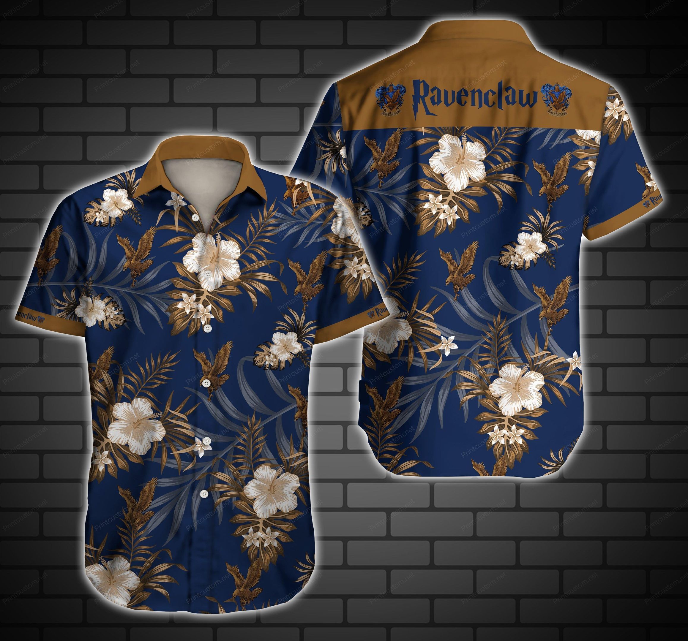 Ravenclaw Logo Hawaii Shirt Summer Button Up Shirt For Men Beach Wear Short Sleeve Hawaii Shirt