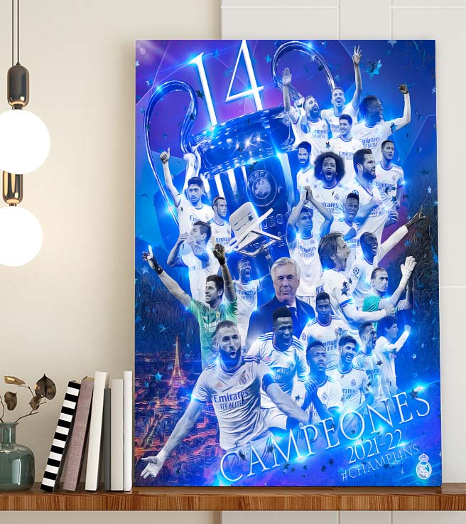 REAL MADRID WIN THE CHAMPIONS LEAGUE 14 Art Decor Poster Canvas