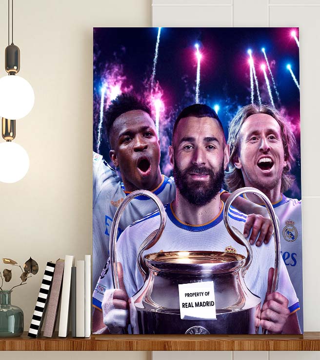 Real Madrid Win UEFA Champions League 14 Art Decor Poster Canvas
