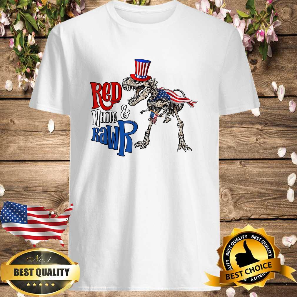 Red White & Rawr 4th of July Dinosaur T Rex T-Shirt