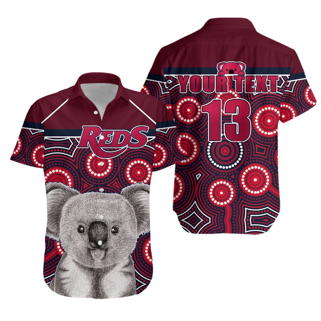 Reds Rugby Australian Hawaiian Shirt Simple Indigenous Queensland – Custom Text And Number K13 Big And Tall Hawaiian Shirts