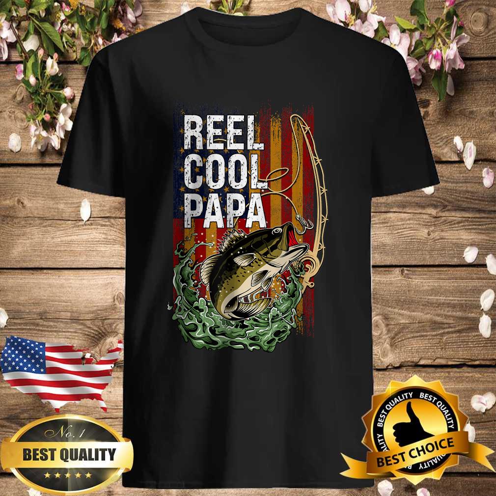 Grandpa shirt Personalized Reel Cool Papa with Grandkids shirt Fishing for men American Flag shirt Fishing Papa shirt 4th of july shirt