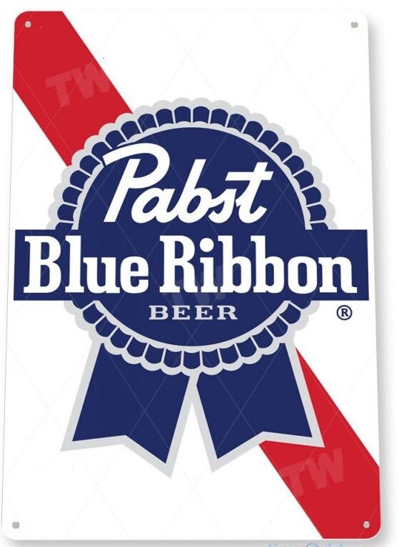 Retro Blue Ribbon Pabst Beer Sign Tin Metal Poster Sign Bar Man Cave Vintage Retro Style Restaurant Beer Whiskey Pub Booze Bar Sign