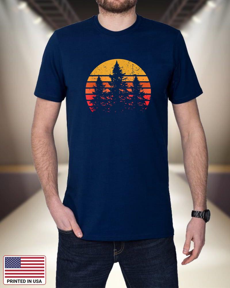 Retro Sun Minimalist Pine Tree Design - Graphic Tee Shirt 6izln