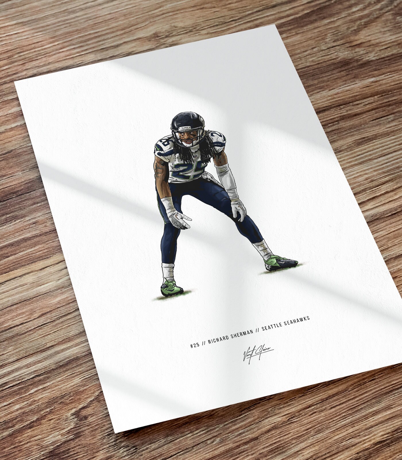 Richard Sherman Seattle Seahawks Art Drawing Print Poster, Richard Sherman Poster, Gift for Seattle Seahawks Fans-1