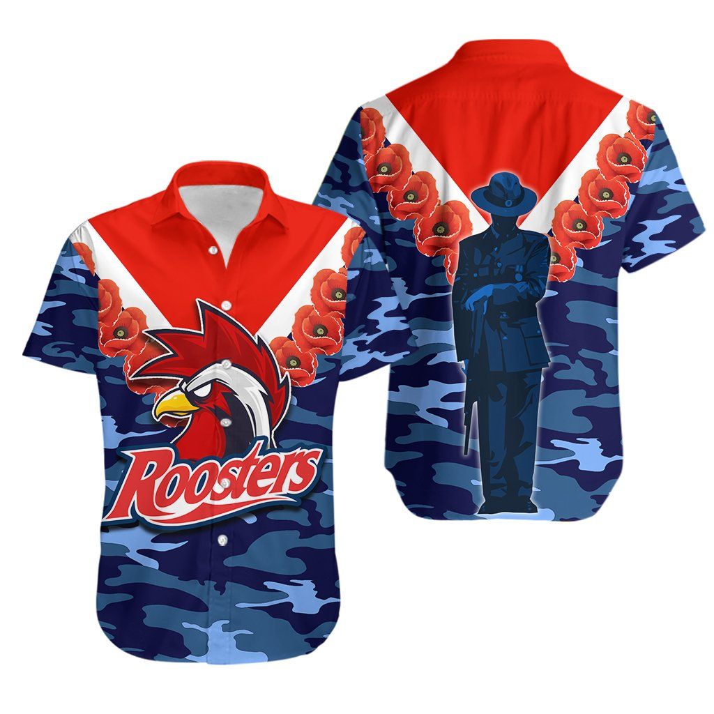 Roosters Hawaiian Shirt Anzac Day Army Patterns Th4