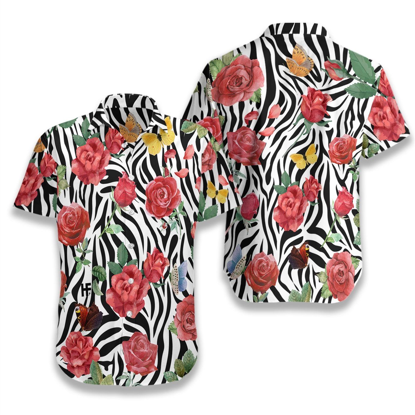 Rose Zebra Watercolor Painting Art Ez02 0607 Hawaiian Shirt