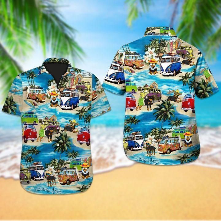 Rottweiler dog Hawaiian Shirt White Men Women Beach Wear Short Sleeve Hawaii Shirt