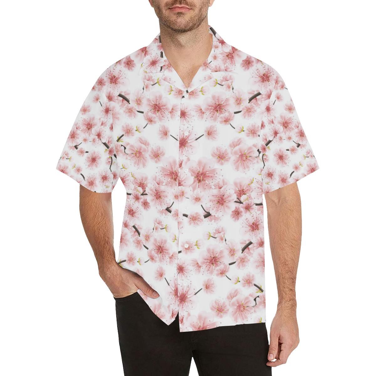 Sakura Pattern Theme Men’s All Over Print Hawaiian Shirt