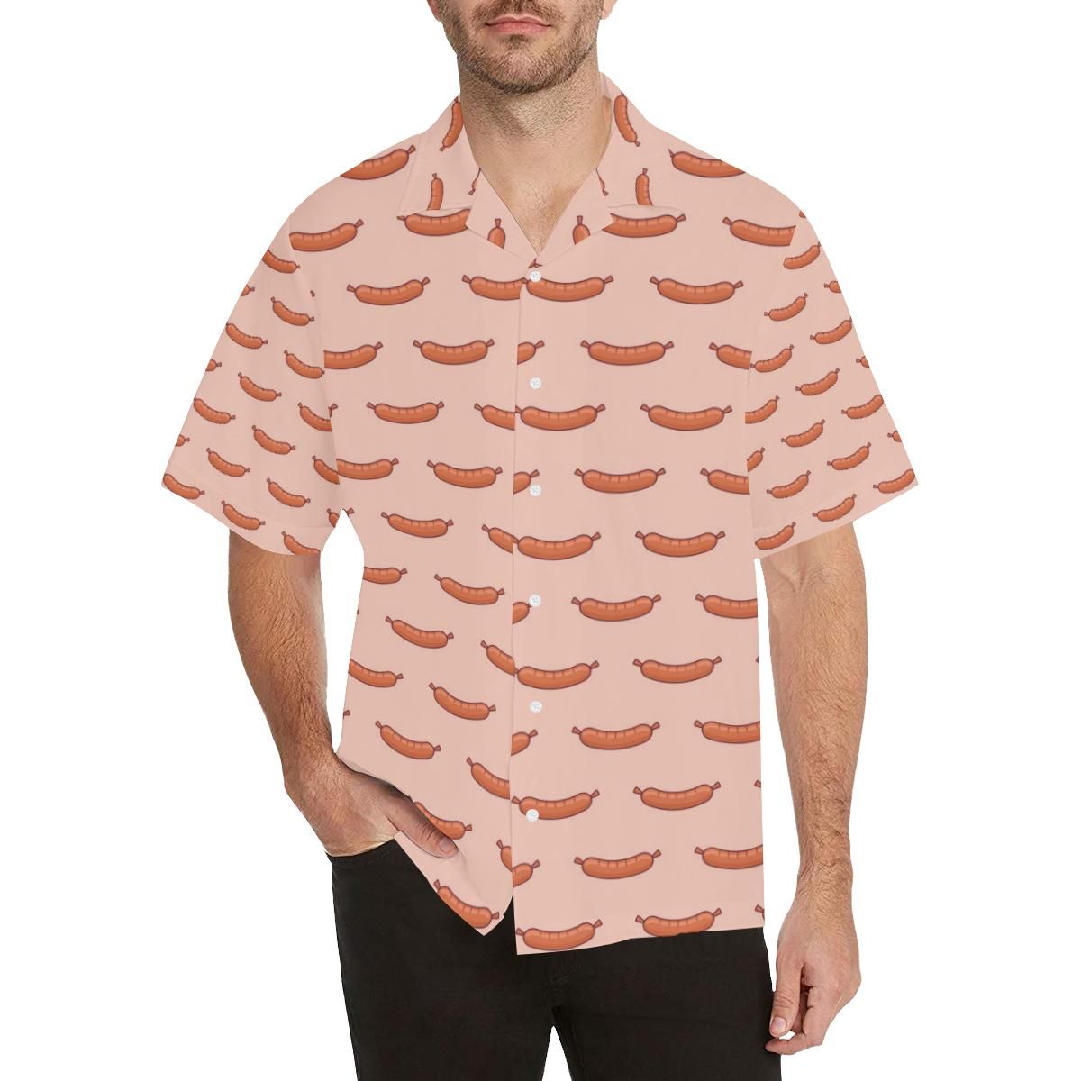 Sausage Pattern Print Design 01 Men’s All Over Print Hawaiian Shirt (model T58)