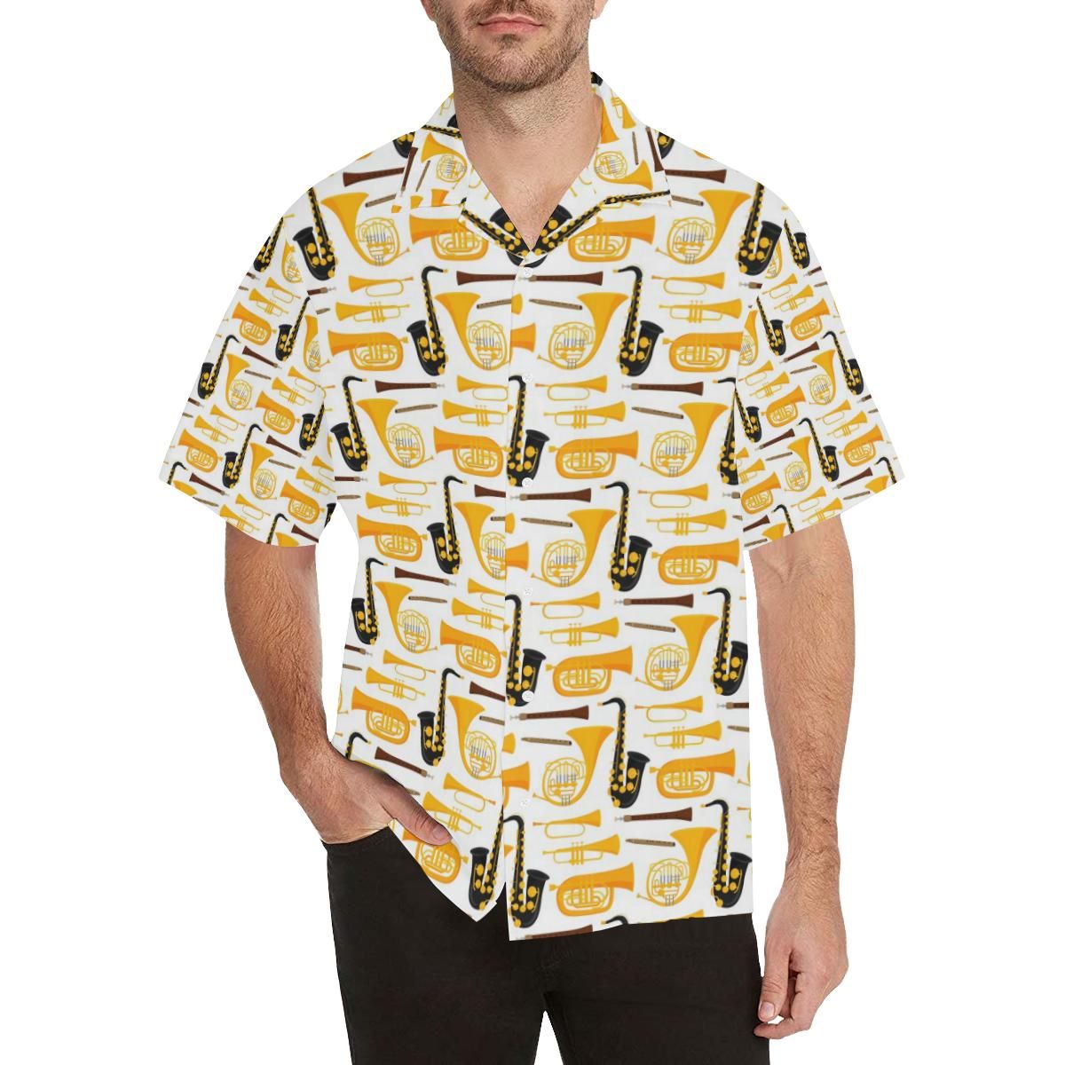 Saxophone Theme Pattern Men’s All Over Print Hawaiian Shirt
