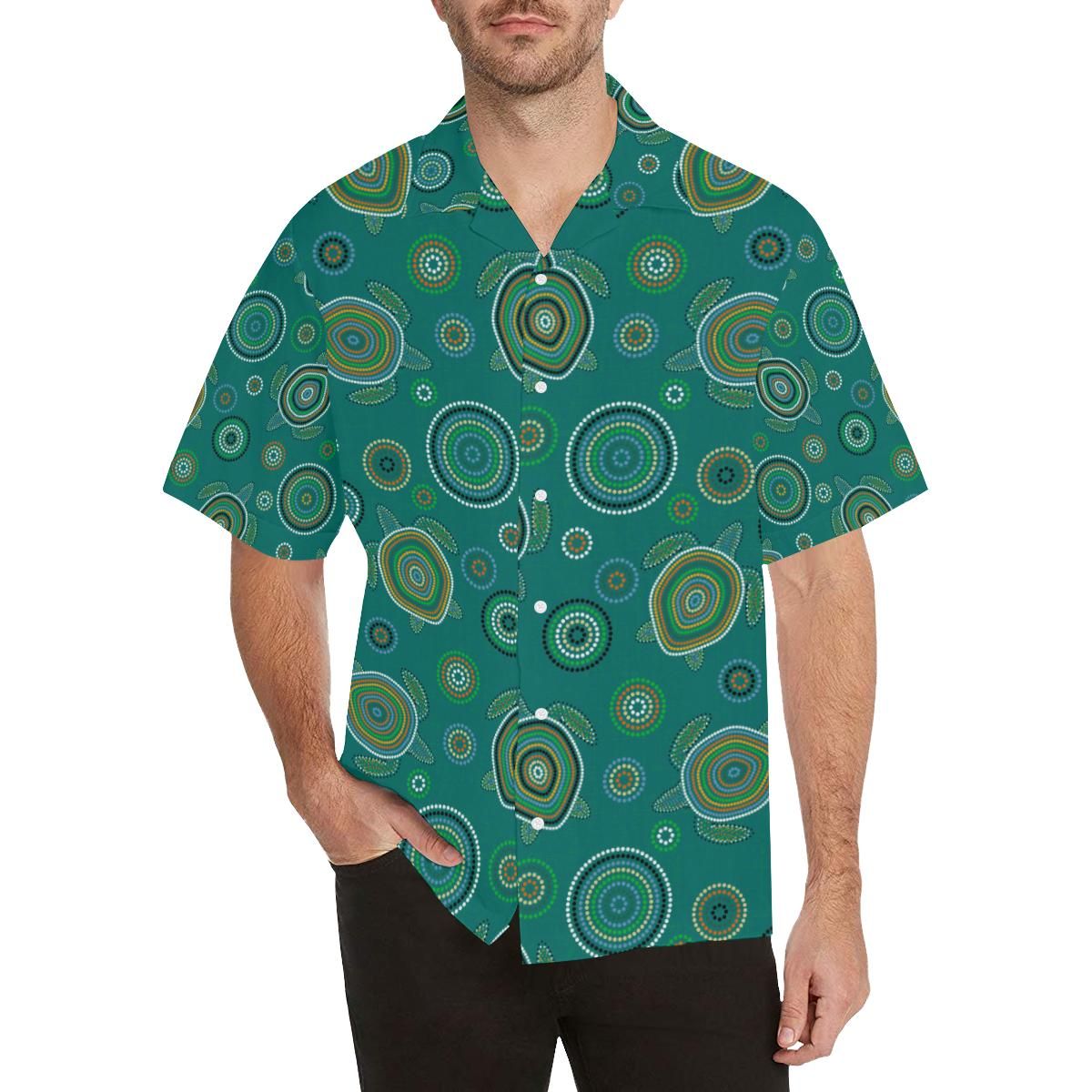 Sea Turtle Aboriginal Pattern Men’s All Over Print Hawaiian Shirt