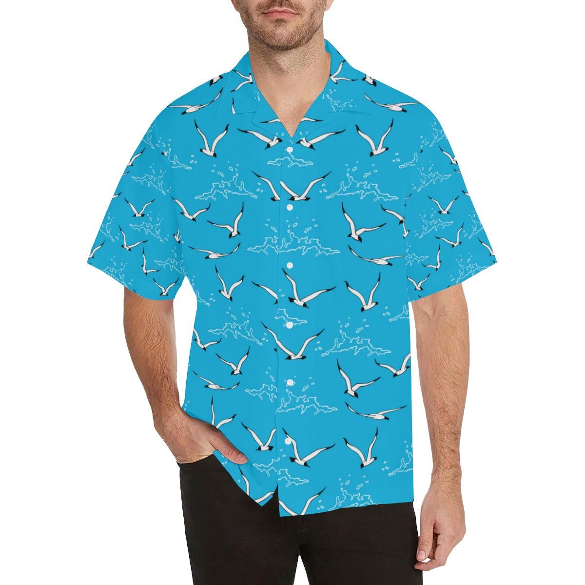 Seagull Pattern Print Design 05 Men’s All Over Print Hawaiian Shirt (model T58)