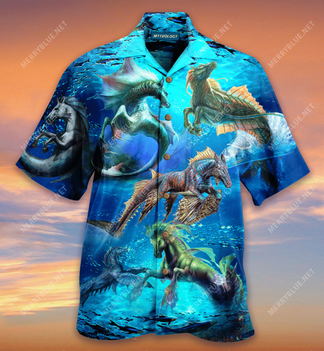 Seahorse Greek Mythology Hippocampus Hawaiian Shirt