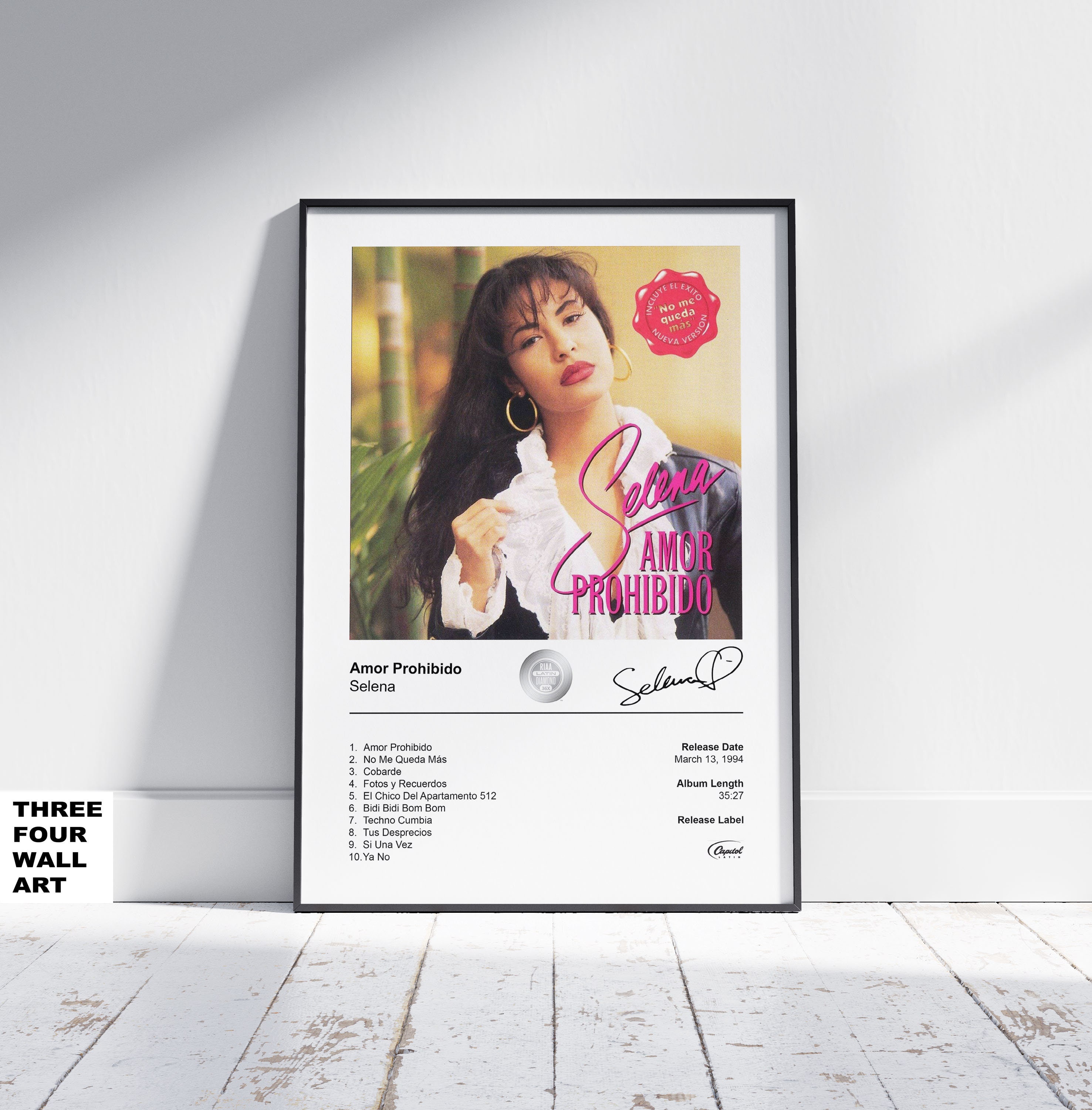 Selena Poster - Amor Prohibido Album Cover Poster Print - Selena Quintanilla Pérez Poster Print - Wall Art - Home Decor - Music Gift