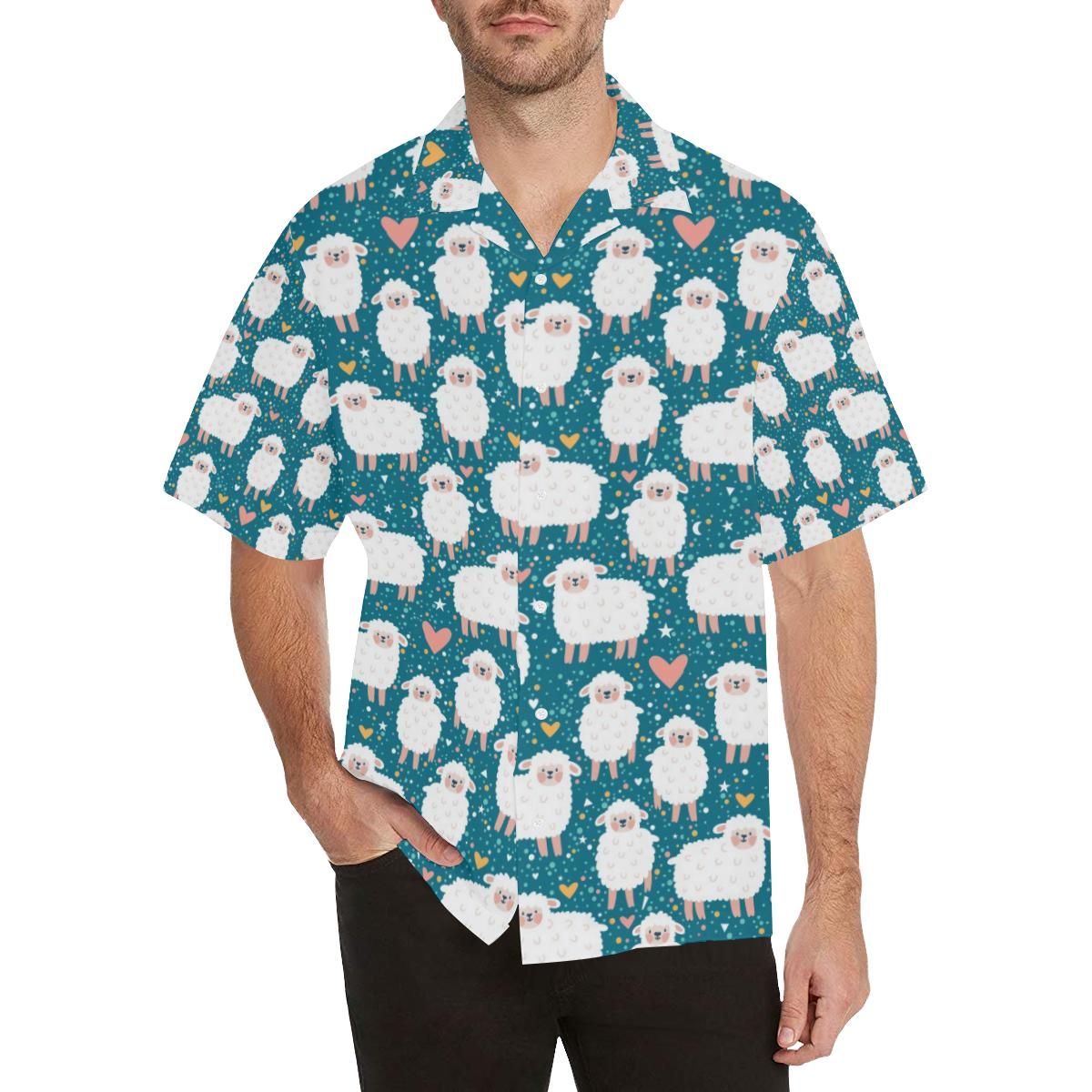 Sheep Heart Pattern Men’s All Over Print Hawaiian Shirt