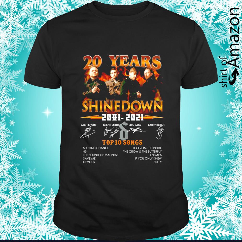 Shinedown 20 years 2002-2021 Top 10 songs signatures shirt