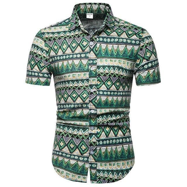 Shirt-hawaiian Short Sleeves Shirt, Green