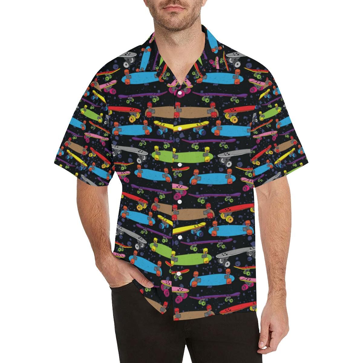 Skate Board Pattern Print Design 03 Men’s All Over Print Hawaiian Shirt (model T58)