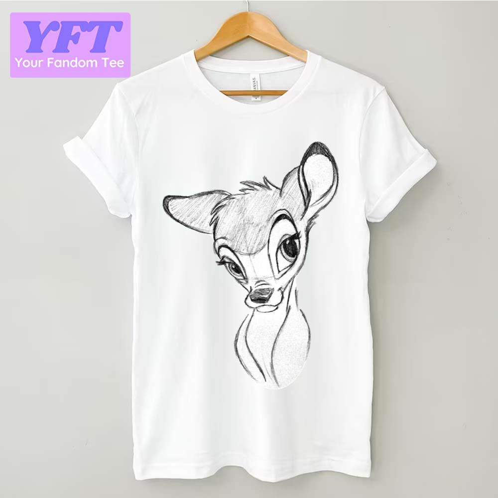 Sketch Bambi Disney Cartoon Unisex T-Shirt