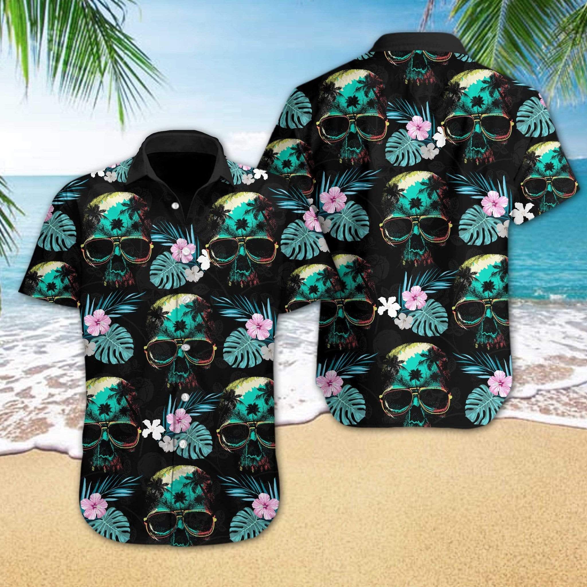 Skull Cool Tropical Full Printing Hawaiian Shirts #hl