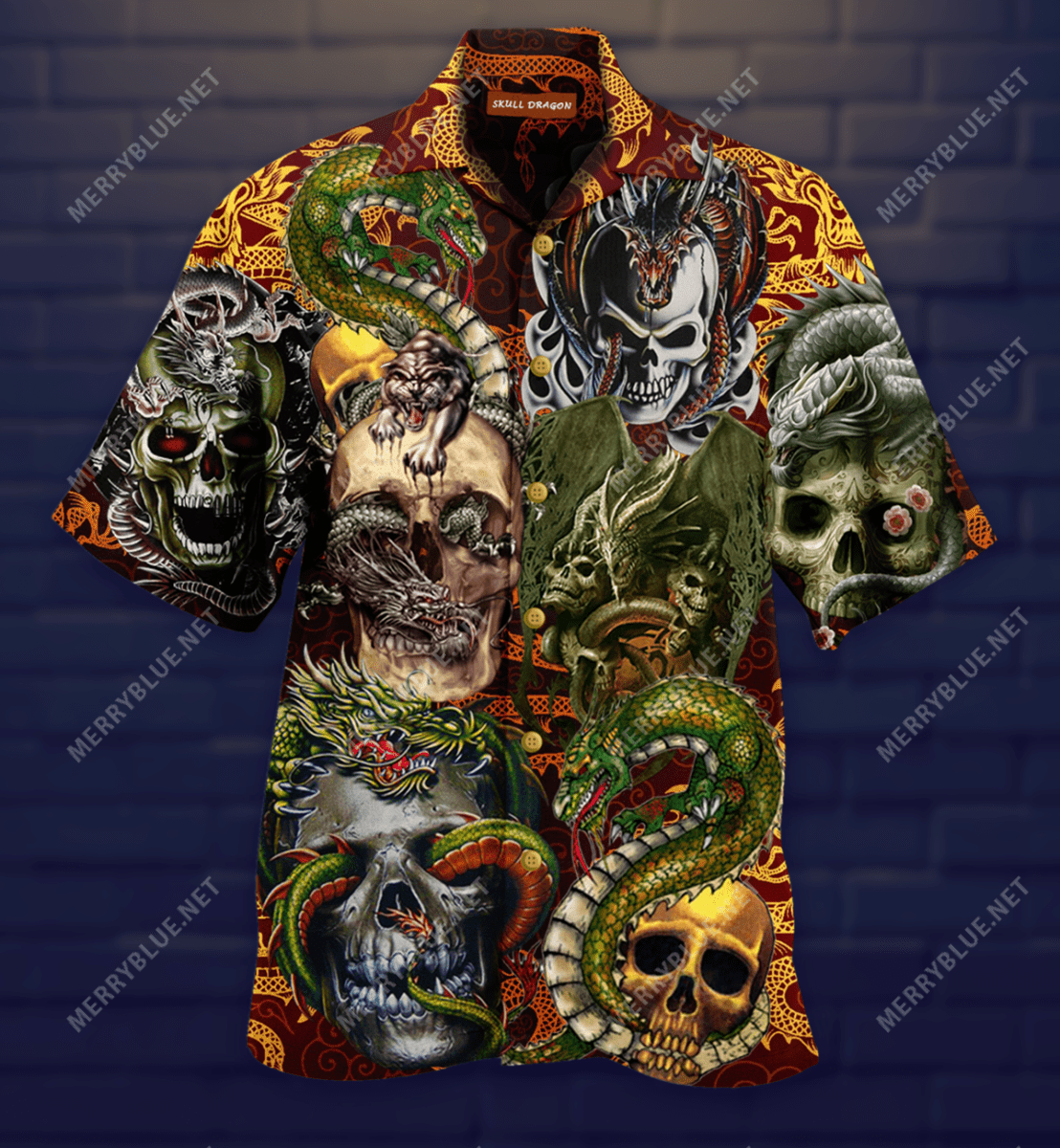Skull Dragon Unisex Hawaiian Shirt