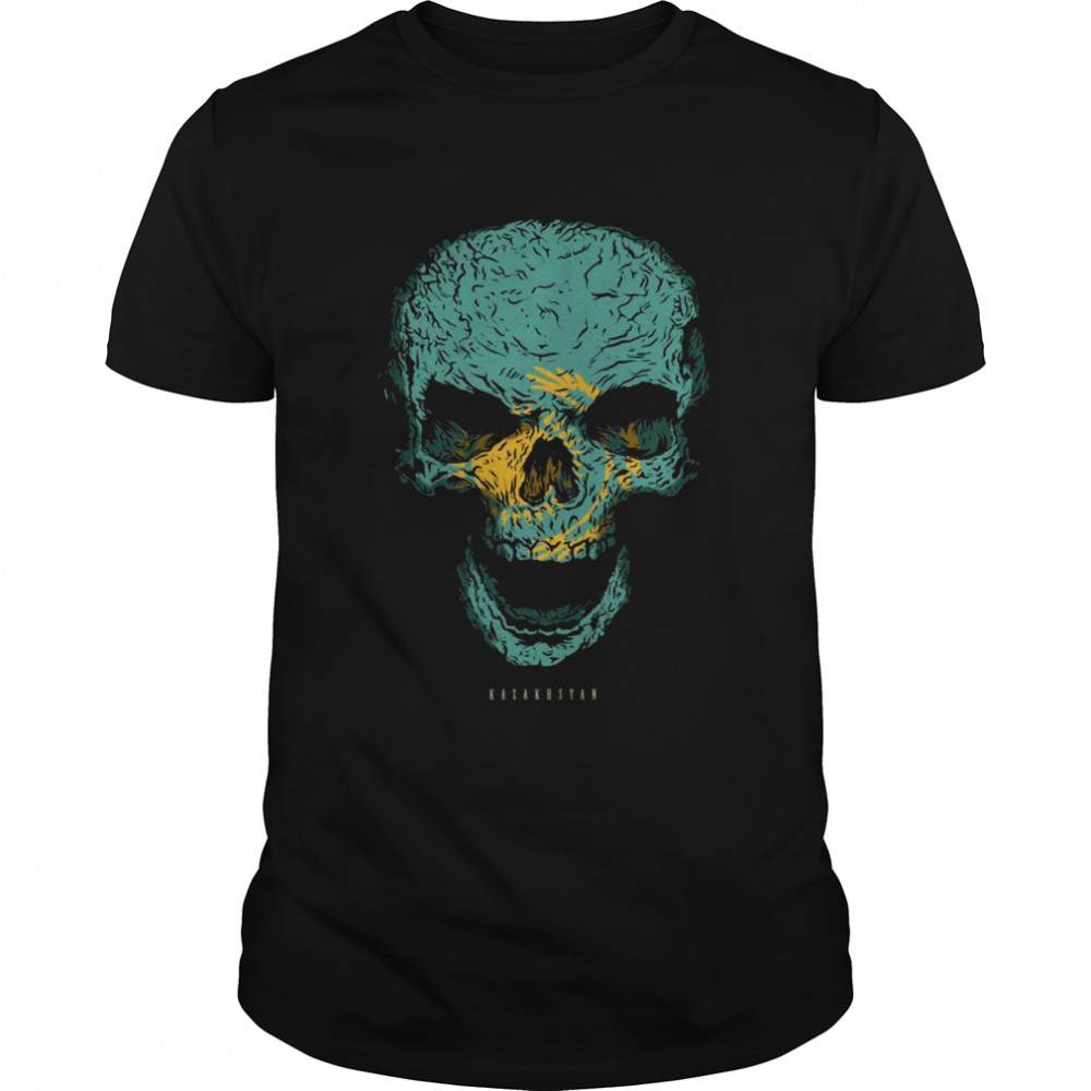 Skull with Kazakhstan Flag Skeleton Kazakhstani Roots Shirt