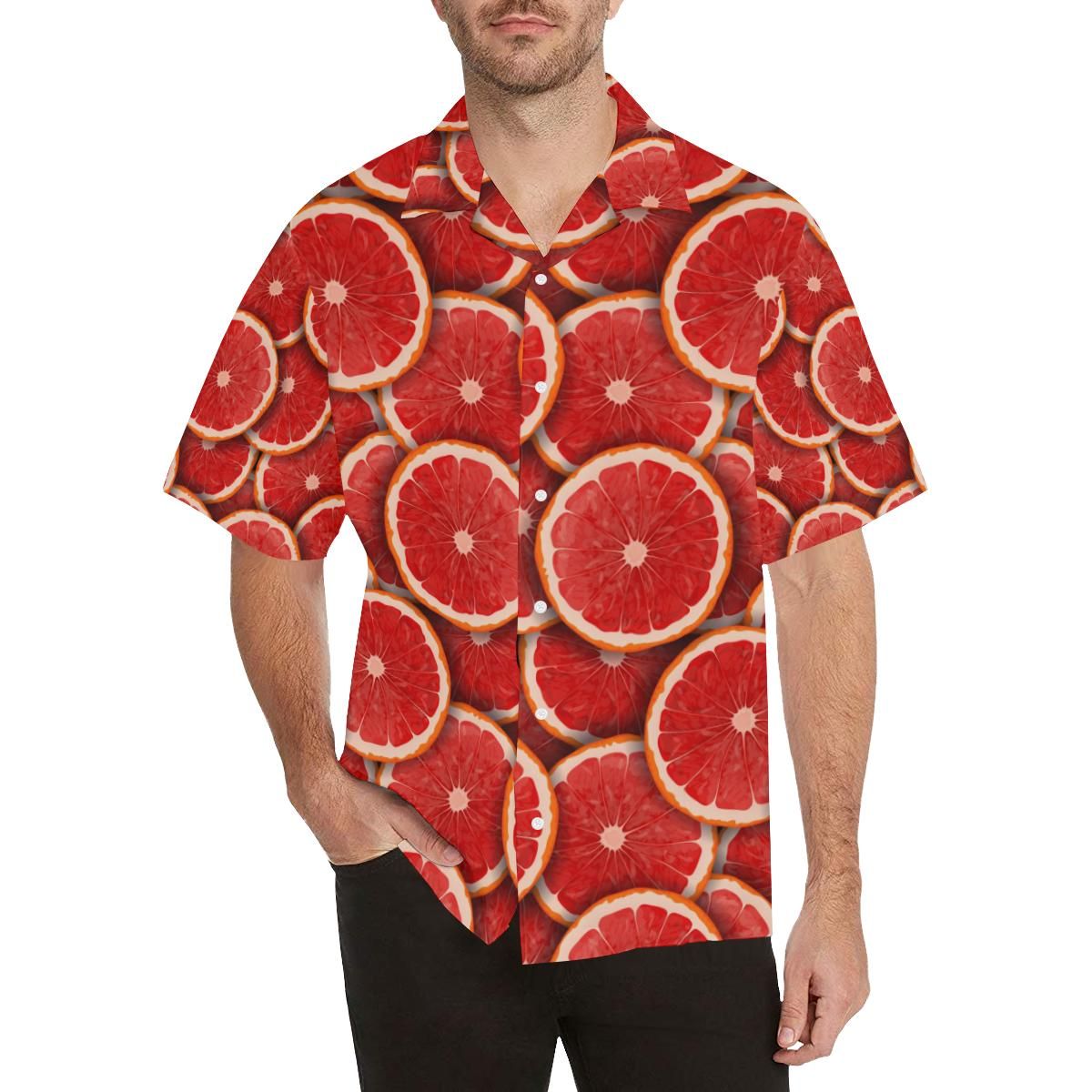 Sliced Grapefruit Pattern Background Men’s All Over Print Hawaiian Shirt