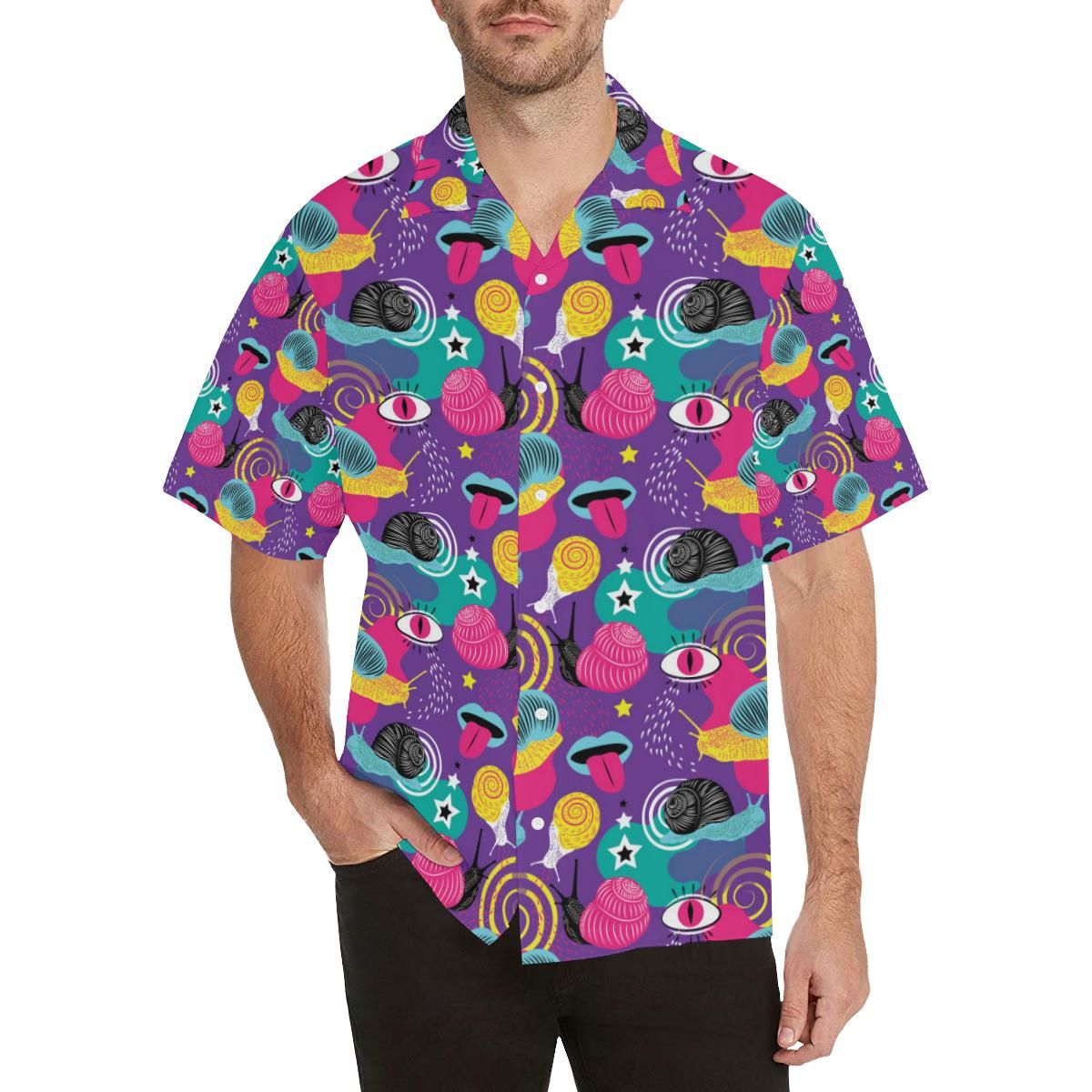 Snail Pattern Print Design 02 Men’s All Over Print Hawaiian Shirt (model T58)