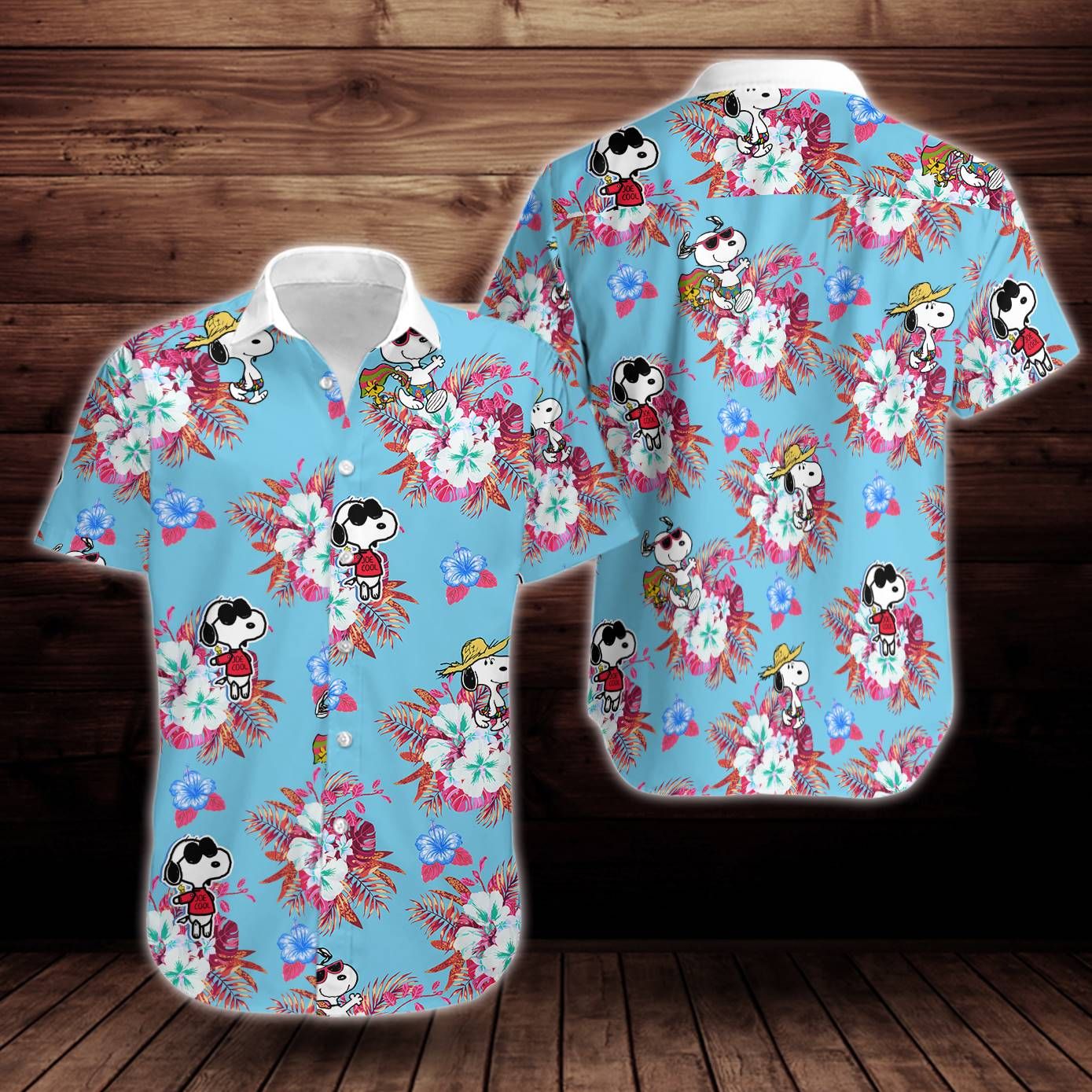 Snoopy Flower Short Sleeve Hawaiian Shirt Big And Tall Hawaiian Shirts