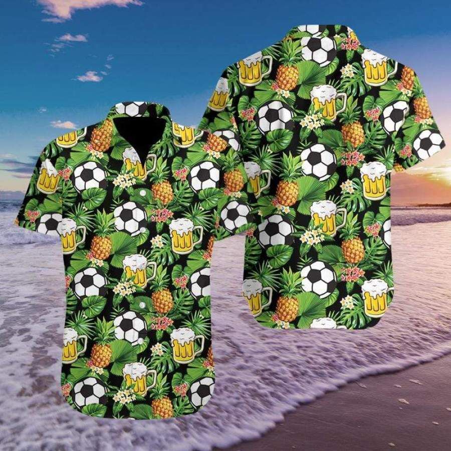 Soccer And Beer Hawaiian Aloha Shirts Fantastic #298h