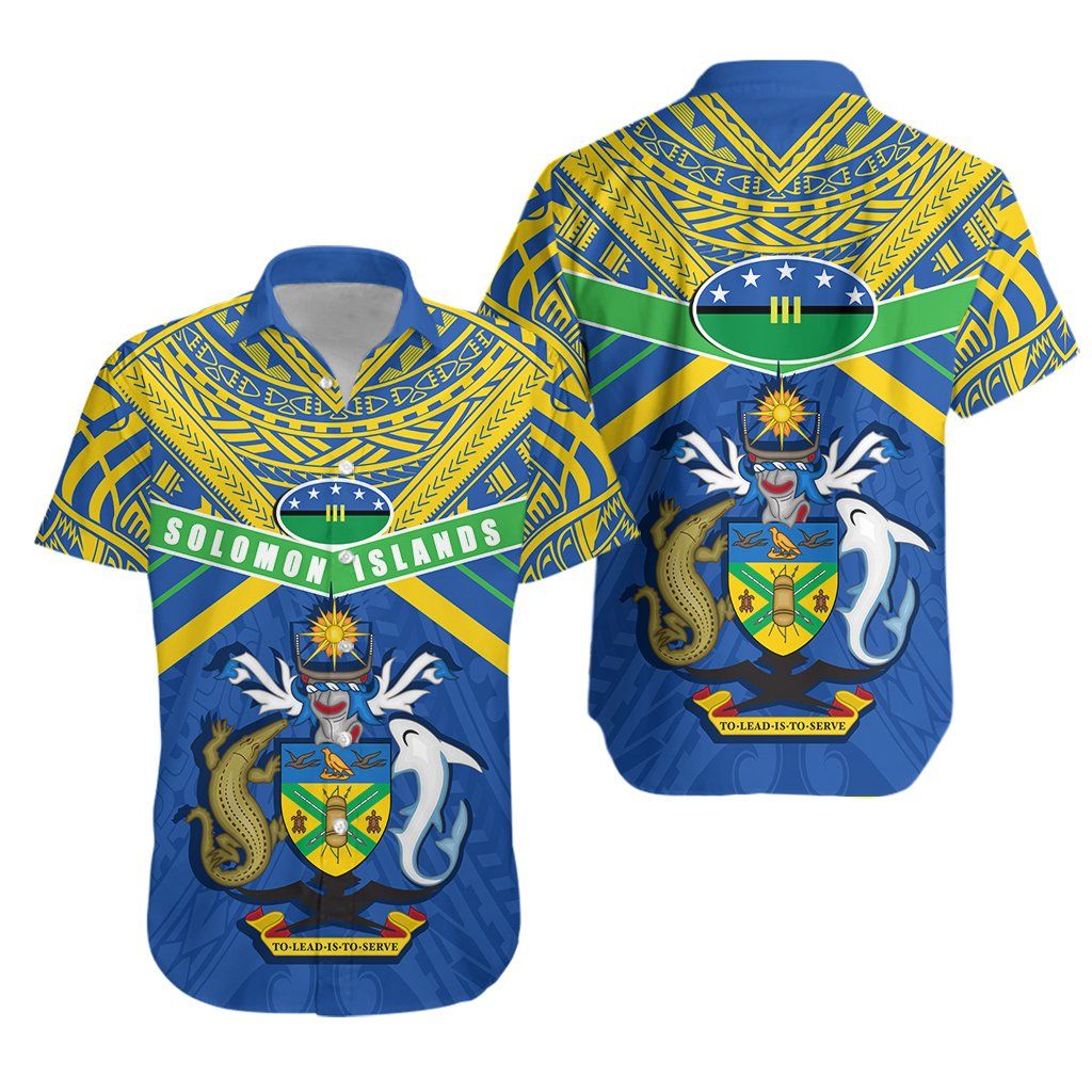 Solomon Islands Hawaiian Shirt Simple Coat Of Arms Rugby K13
