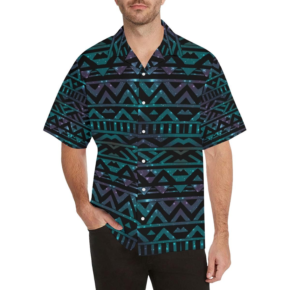 Space Tribal Galaxy Pattern Men’s All Over Print Hawaiian Shirt