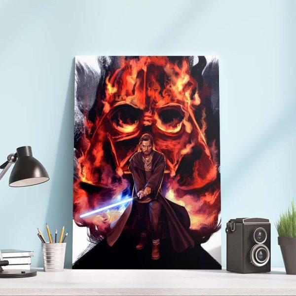 Star Wars Obi Wan Kenobi and Fire Darth Vader Fan Digital Art Home Decor Poster Canvas