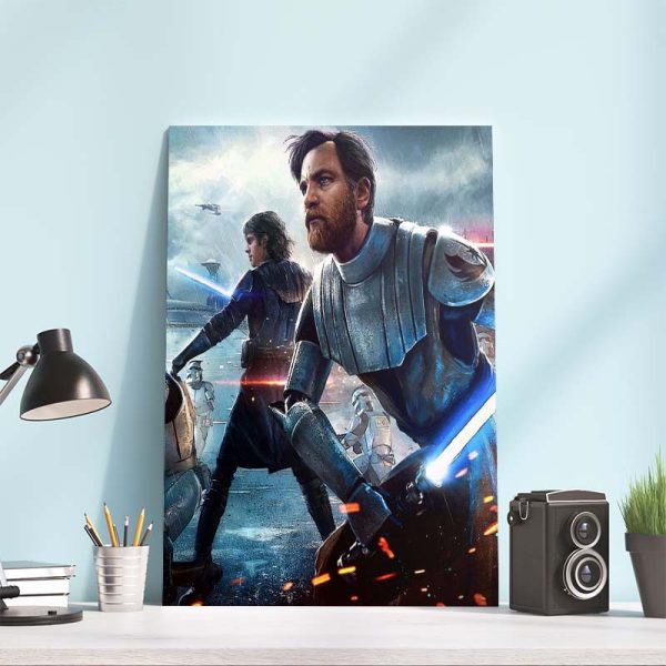Star Wars Obi Wan Kenobi Fan Art Hold Lightsaber Home Decor Poster Canvas